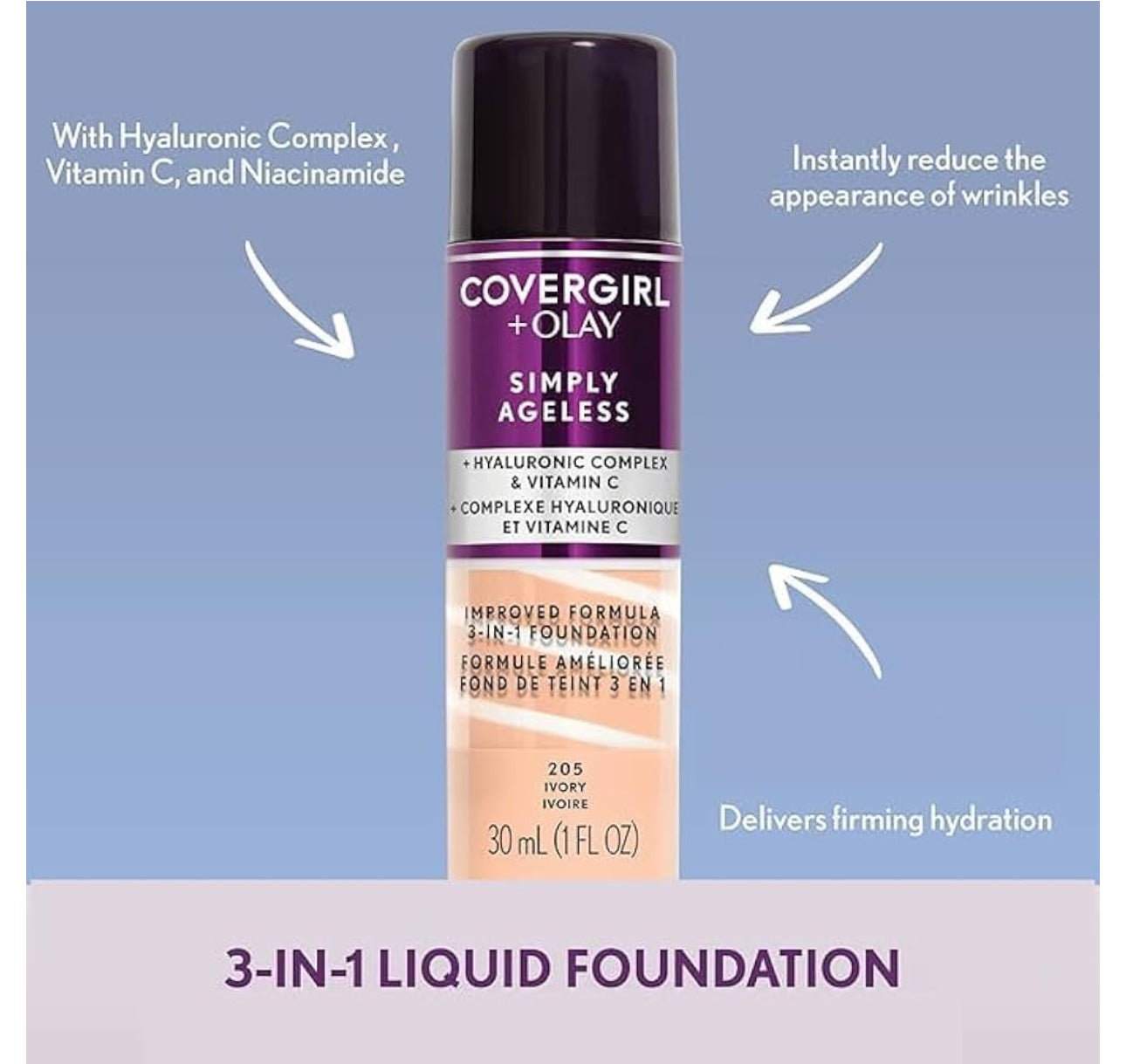 BASE DE MAQUILLAJE LIQUIDA 3 IN 1 (COVERGIRL & OLAY SIMPLY AGELESS