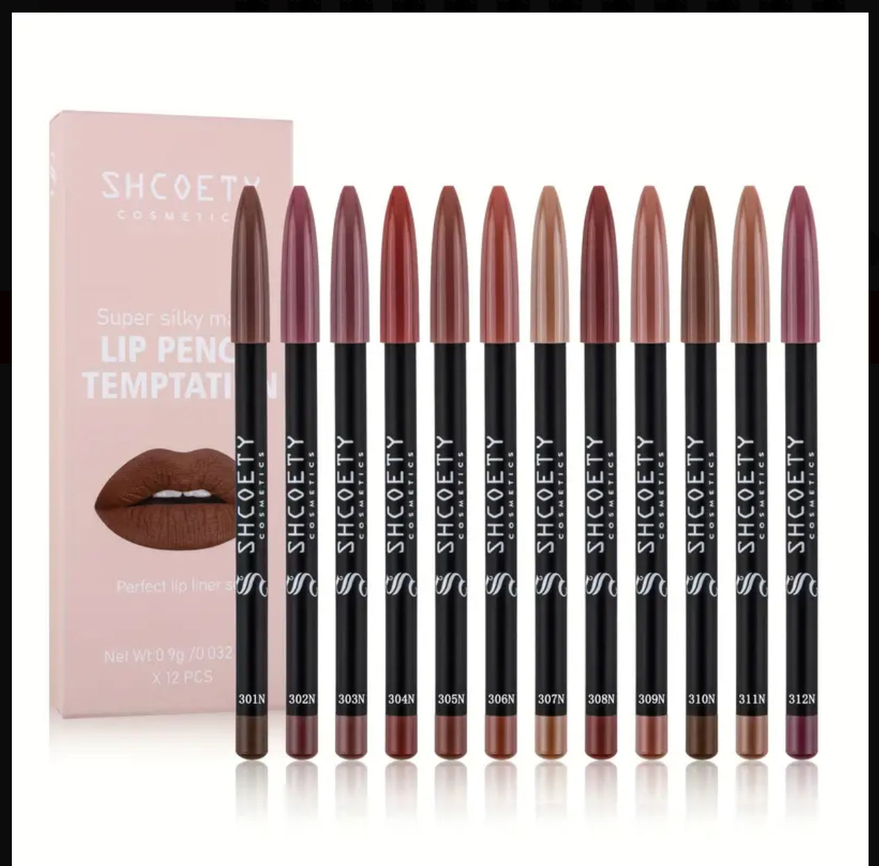 COMBO DE DELINEADORES DE 12 COLORES DE LABIOS MATTE MARRON NUDE (SHCOETY COSMETIC)