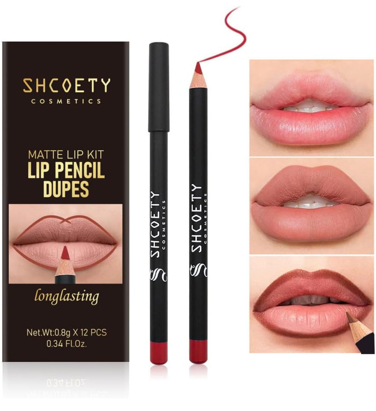 COMBO DE DELINEADOR DE LABIOS MATTE DE 12 COLORES NUDE DE LARGA DURACION (SHCOETY)