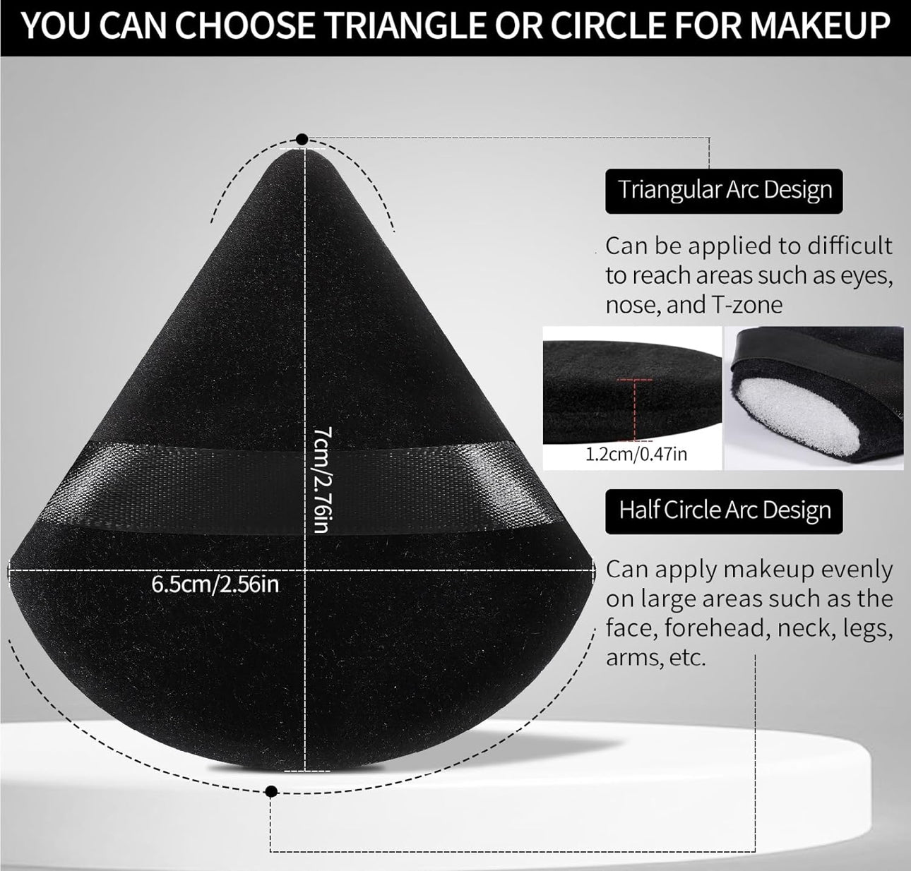 ESPONJAS DE FORMA TRIANGULARES SOPLOS DE POLVOS PARA EL ROSTRO  (6 HUNIDADES )